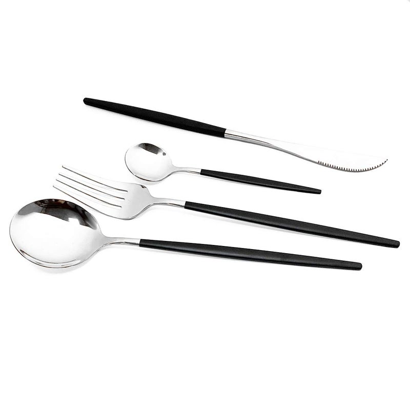 Gugrida 40-Piece Silverware Set 18/10 Stainless Steel Reusable Utensils Forks Spoons Knives Set, Mirror Polished Cutlery Flatware Set, Great for Family Gatherings & Daily Use (Service for 10, Black Silver) - Image 1